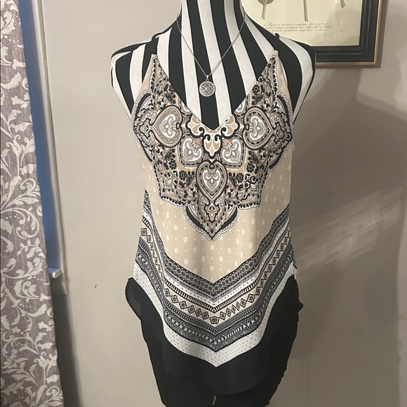 Fortune + Ivy Tops - Chic Black and Cream Women's Camisole 3/$30